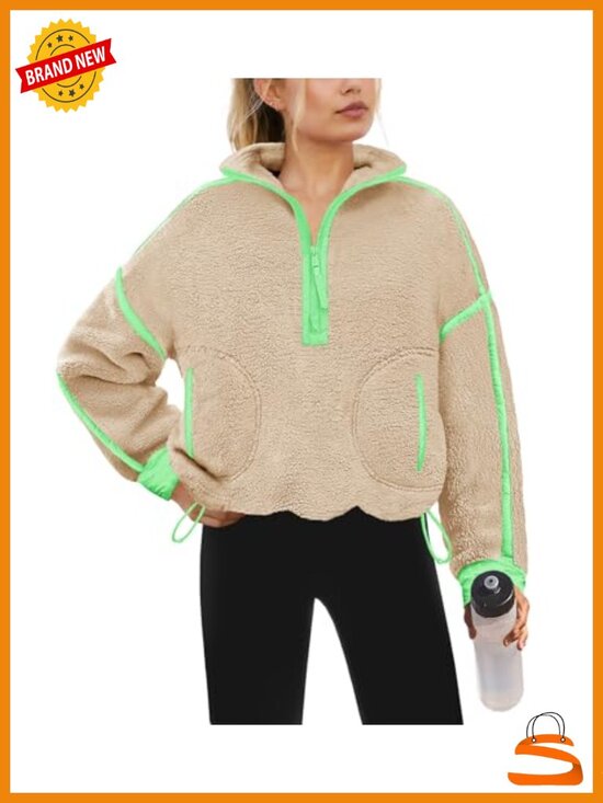 Other - Womens Sherpa Fleece Quarter Zip Pullover Oversized Sweatshirt